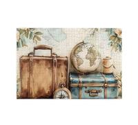 Cafemira jigsaw Puzzles for Adults 1000 Pieces,old-fashioned suitcases,antique maps,Wooden Puzzle,Relieve Stress and Enjoy the Fun of Solving,Exercise your hands on skills,Every Piece is Unique