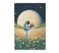 Cafemira Lunar flower field &astronaut's whimsical puzzles,1000 Pcs Wooden jigsaw Puzzle,Relieve Stress and Enjoy the Fun of Solving,Creative Activity Hobbies for Adults,Every Piece is Unique