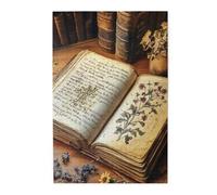 Cafemira open ancient tome& dried herbs and flowers,Retro Jigsaw Puzzle 1000 pcs,Adults Wooden puzzles,Relieve stress and enjoy the fun of solving,Exercise your hands on skills,Relax Yourself