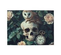 Cafemira Owl Perched On A Human Skull,Wooden Jigsaw Puzzle 500 Pcs For Adults,Relieve Stress And Enjoy The Fun Of Solving,Hands On Assembly Of Your Home Decor Wall Art,Gift For Animal Lover