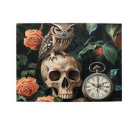 Cafemira Owl Perched On A Human Skull,Wooden Jigsaw Puzzle For Adults 500 Piece,Every Piece Is Unique,Exercise Your Hands On Skills,Relieve Stress And Enjoy The Fun Of Solving,Stunning Artwork