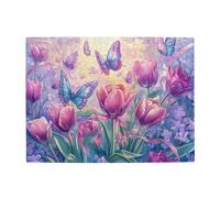 Cafemira puzzles for Adults,Blooming Flowers and Butterflies,Wooden Jigsaw Puzzle 500 pcs,Hands on assembly of your home decor wall art,Challenging Brain Exercise,Complete with family friends