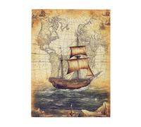 Cafemira Retro Style Wooden Jigsaw Adult Puzzle 500 Pcs,Vintage World Maps,Every Piece Is Unique,Challenging Brain Exercise,Relieve Stress And Enjoy The Fun Of Solving Puzzles,