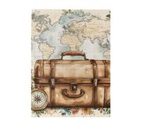 Cafemira Retro Wooden Jigsaw Puzzle 500 pcs,for Adults,old-fashioned suitcases& antique maps,Relax and Enjoy the Fun of Solving,Exercise your hands on skills,pleasure both body and mind