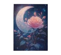 Cafemira Romantic Night Rose and Moon,500 Pcs Wooden Jigsaw Puzzle,Exercise Hands on Skills and Thinking,Brainstorming for Stress Relief,Let your imagination run wild,Every Piece is Unique