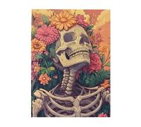Cafemira Skull Wearing Flower Crown,500 Pieces Wooden jigsaw Puzzle for Adults,Exercise Hands on Skills and Thinking,Party events to bring people closer together,pleasure both body and mind