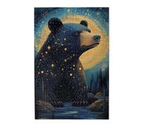 Cafemira Stargazing Black Bear,Wooden Jigsaw Puzzle 1000 pcs for Adults,Enchanting forests Night Puzzles,Exercise Hands-on Ability and Thinking Patience,Ideal for Relaxation and Family Fun