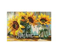 Cafemira Sunflowers In Glass Vase,1000 Pcs Wooden Jigsaw Puzzle,Adult Puzzles Game,Relax And Enjoy The Fun Of Solving,Suitable For Entertaining With Family During Holidays,Every Piece Is Unique