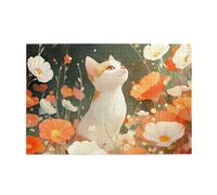 Cafemira The cat sat among the flowers,1000 pcs Wooden Jigsaw Puzzle,Creative Activity Hobbies for Adults,Exercise Hands on Skills and Thinking,Relax and Enjoy the Fun of Solving Puzzles