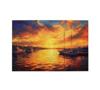 Cafemira The Harbor At Dusk,1000 Pcs Wooden Jigsaw Puzzles For Adults,Exploratory Hobbies And Challenges,Relieve Stress And Enjoy The Fun Of Solving Puzzles,Gift For Scenery Lovers