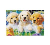 Cafemira Three Puppies in Bubbles Bath,1000 Pieces Wooden Jigsaw Puzzle,Adorable Canine Bath Time,puzzles for Adults,Relieve Stress and Enjoy the Fun of Solving,Exercise your hands on skills