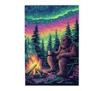 Cafemira Unique Wooden Jigsaw Puzzle 1000 pcs,whimsical The gorilla sat by the campfire,Adult puzzles game,Ideal for party game nights,Exercise your hands on skills,promote a warmer relationship