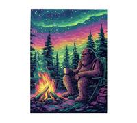 Cafemira Unique Wooden Jigsaw Puzzle 500 pcs,whimsical The gorilla sat by the campfire,Adult puzzles game,Ideal for party game nights,Exercise your hands on skills,promote a warmer relationship