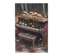 Cafemira Unique Wooden Jigsaw Puzzle For Adults 1000 Piece,Haunting Vintage Piano With Skull & Mushrooms,Relieve Stress& Enjoy The Fun Of Solving,Hands On Assembly Of Your Home Decor Wall Art