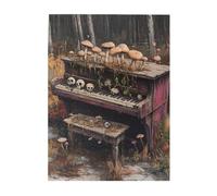 Cafemira Unique Wooden jigsaw Puzzle for Adults 500 Piece,Haunting Vintage Piano with Skull & Mushrooms,Relieve Stress& Enjoy the Fun of Solving,Hands on assembly of your home decor wall art