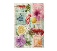 Cafemira various postage stamps with sea life,1000 Pcs Wooden jigsaw Puzzle,Relieve Stress &Enjoy the Fun of Solving,Creative Activity Hobbies for Adults,Complete with family friends