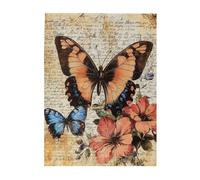 Cafemira Vibrant Jigsaw Puzzle 500 Piece,Exquisite butterflies on vintage paper,Adults Wooden puzzles,Relieve Stress & Enjoy the Fun of Solving,Complete with family friend,gift for insect Lovers