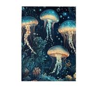 Cafemira vibrant jigsaw Puzzles for Adults 500 Pieces,underwater sea creatures,Wooden Puzzle,jellyfish and coral,Relieve Stress and Enjoy the Fun of Solving,Exercise your hands on skills