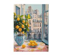 Cafemira Vibrant lemon tree,500 pcs Wooden Jigsaw Puzzle for Adult,Comfortable apartment windows,Relieve Stress and Enjoy the Fun of Solving,Great for Relaxation and Display for Puzzles lovers