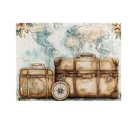 Cafemira Vintage jigsaw Puzzles for Adults 500 Pieces,old-fashioned suitcases&globes,Wooden Puzzle,Relieve Stress and Enjoy the Fun of Solving,Exercise your hands on skills,Every Piece is Unique