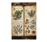 Cafemira Vintage Wooden Jigsaw Puzzle 1000 pcs for Adults,open ancient tome with dried herbs and flowers,Relieve Stress and Enjoy the Fun of Solving,Party events to bring people closer together