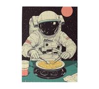 Cafemira whimsical Jigsaw Puzzle 500 Piece,Astronaut Preparing Meal Among the Stars,Adults Wooden puzzles,Exploratory hobbies and challenges,Exercise your hands on skills,Every Piece is Unique