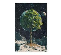 Cafemira Whimsical Wooden Jigsaw Puzzle 1000 pcs for Adults,Planting Trees on The Moon,Exercise Hands-on Ability and Thinking Patience,Ideal for Relaxation and Family Fun,Every Piece is Unique