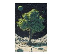 Cafemira Whimsical Wooden Jigsaw Puzzle 1000 pcs for Adults,Planting Trees on The Moon,Relieve Stress and Enjoy the Fun of Solving,Hands on assembly of your home decor wall art,Stunning Artwork