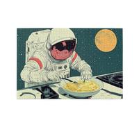 Cafemira Whimsical Wooden Jigsaw Puzzle 1000 Piece For Adult,Astronaut Preparing Meal Among The Stars,Exercise Hands-On Ability And Thinking Patience,Every Piece Is Unique,Complete With Family