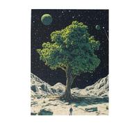 Cafemira Whimsical Wooden Jigsaw Puzzle 500 pcs for Adults,Planting Trees on The Moon,Relieve Stress and Enjoy the Fun of Solving,Hands on assembly of your home decor wall art,Stunning Artwork
