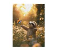 Cafemira Whimsical Wooden jigsaw Puzzle 500 Pieces for Adults,tree otter Chasing Butterflies,Relax and enjoy the fun of solving,Every Piece is Unique,Exercise Hands on Skills and Thinking