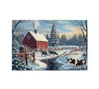 Cafemira Winter Farm Cows,Adult puzzles game,Wooden Jigsaw Puzzle 1000 pcs,Every Piece is Unique,Exercise your hands on skills,Brainstorming for Stress Relief,Complete with family friends