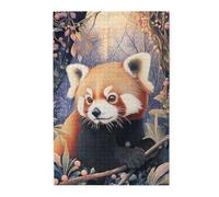 Cafemira Wooden Animal Jigsaw Puzzle 1000 Pcs For Adults,Adorable Red Panda Climbing Tree In Zoo,Relieve Stress And Enjoy The Fun Of Solving,Every Piece Is Unique,Ideal For Party Game Nights,