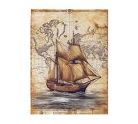 Cafemira Wooden Jigsaw Adult Puzzle 500 Pcs,Vintage Classic Aesthetics World Maps,Every Piece Is Unique,Challenging Brain Exercise,Relieve Stress And Enjoy The Fun Of Solving Puzzles,