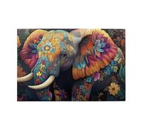 Cafemira Wooden Jigsaw,Colorful Elephants,1000 Pcs Puzzle For Adult,Relax And Enjoy The Fun Of Solving,Exercise Hands On Skills And Thinking,Gift For Animal Lovers,Complete With Family Friends