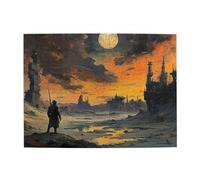 Cafemira Wooden Jigsaw,Lonely Moon,500 Pcs Puzzle For Adult,Relieve Stress And Enjoy The Fun Of Solving Puzzles,Use Your Imagination To The Fullest,Exploratory Hobbies And Challenges