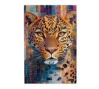 Cafemira Wooden Jigsaw Puzzle 1000 Pcs,A Leopard In The Style Of An Optical Illusion,Creative Activity Hobbies For Adults,Relax And Enjoy The Fun Of Solving,Stunning Artwork,Gift For Animal Lover