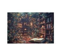 Cafemira Wooden Jigsaw Puzzle 1000 pcs,A magical library scene with open books,Adult puzzles game,Relieve Stress and Enjoy the Fun of Solving Puzzles,Exercise Hands on Skills and Thinking,