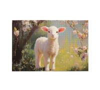 Cafemira Wooden Jigsaw Puzzle 1000 pcs,a sweet lamb standing under tree,Creative Activity Hobbies for Adults,Exercise Hands-on Ability and Thinking Patience,Relax and Enjoy the Fun of Solving