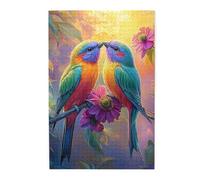 Cafemira Wooden Jigsaw Puzzle 1000 Pcs, Adult puzzle game,Two Love birds on Treetop,Romantic Avian Couple in Canopy,Relieve stress &enjoy the fun of solving,Exercise your hands on skills