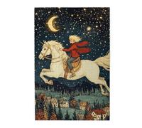 Cafemira Wooden Jigsaw Puzzle 1000 pcs,Boy Riding White Horse Under Starry Sky,Creative Activity Hobbies for Adults,Relieve Stress and Enjoy the Fun of Solving,Pieces Fit Together Perfectly