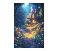 Cafemira Wooden Jigsaw Puzzle 1000 Pcs,Enchanted Forests With Magical Cottage,Creative Activity Hobbies For Adults,Relax And Enjoy The Fun Of Solving,Deep Relaxation For Yourself,Stunning Artwork