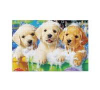 Cafemira Wooden Jigsaw Puzzle 1000 pcs for Adult,Three Puppies in Bubbles Bath,Adorable Canine Bath Time,Exercise your hands on skills,Relieve Stress and Enjoy the Fun of Solving Puzzles