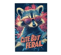 Cafemira Wooden Jigsaw Puzzle 1000 Pcs For Adults,Raccoon Wearing Sunglasses,Cute But Feral,Relieve Stress And Enjoy The Fun Of Solving,Exercise Your Hands On Skills,Challenge To Yourself
