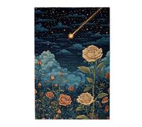 Cafemira Wooden Jigsaw Puzzle 1000 Pcs For Adults,Starry Night Sky With Shooting Star Romantic Celestial Scene,Relieve Stress &Enjoy The Fun Of Solving,Great For Relaxation And Display