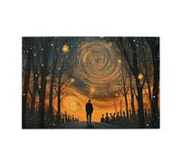 Cafemira Wooden Jigsaw Puzzle 1000 pcs,In a surreal forests of silence,the man walks alone,Unique Artwork for Adults,Exercise Hands-on Ability and Thinking Patience,Complete with family friends