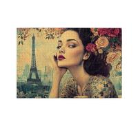 Cafemira Wooden Jigsaw Puzzle 1000 Pcs,Nostalgic Posters Of City Landmarks And Beautiful Women,Relieve Stress And Enjoy The Fun Of Solving,Hands On Assembly Of Your Home Decor Wall Art,For Adults