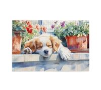 Cafemira Wooden Jigsaw Puzzle 1000 pcs,sleeping puppy,Adult puzzles game,Hands on assembly of your home decor wall art,challenge to yourself,Exploratory hobbies and challenges,for animal lovers