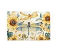 Cafemira Wooden Jigsaw Puzzle 1000 pcs,Watercolor painting of dragonflies and sunflowers,Vibrant Design,Creative Activity Hobbies for Adults,Exercise Hands on Skills and Thinking,Stunning Artwork
