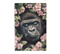 Cafemira Wooden Jigsaw Puzzle 1000 Piece for Adult,A gorilla sleeping in the midst of blooming cherry blossoms,Relieve stress and enjoy the fun of solving,Deep relaxation for yourself
